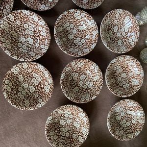 Staffordshire (Crownford) Brown Calico Bowls, set of 4